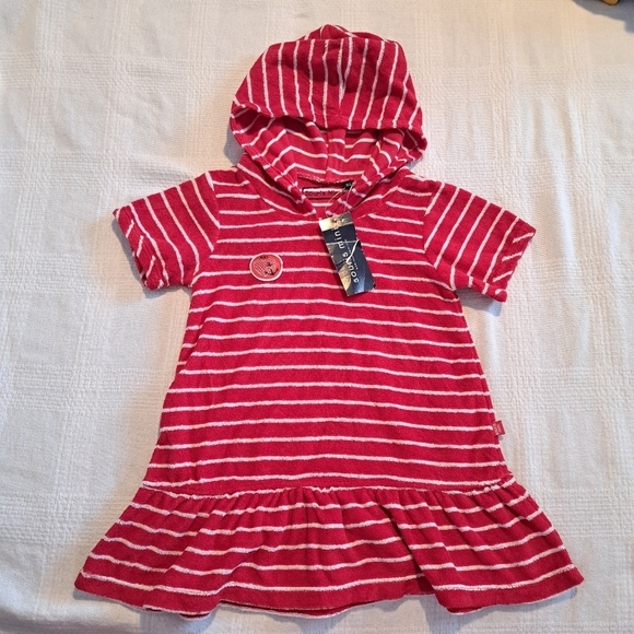 Souris Mini girls 18 months red & white striped swim cover up, New - Picture 1 of 5